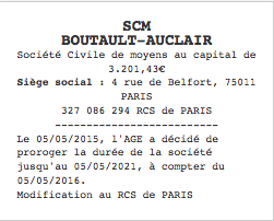 annonce legale changement duree